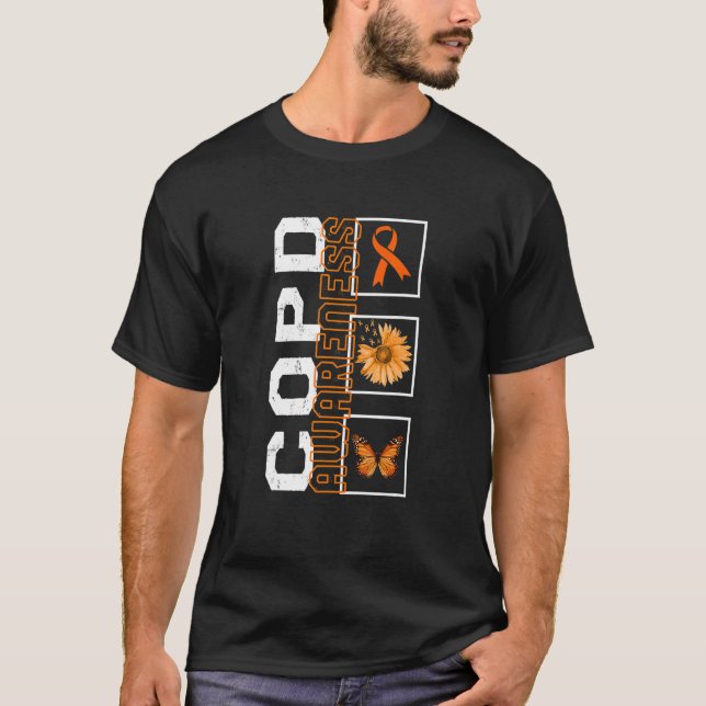 Camiseta COPD Awareness COPD Orange Ribbon Sunflower Butter (Frente)