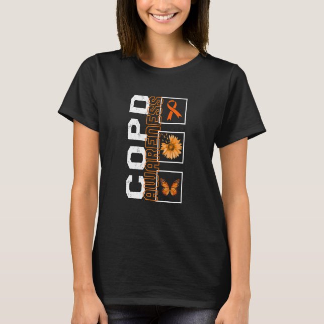 Camiseta COPD Awareness COPD Orange Ribbon Sunflower Butter (Frente)