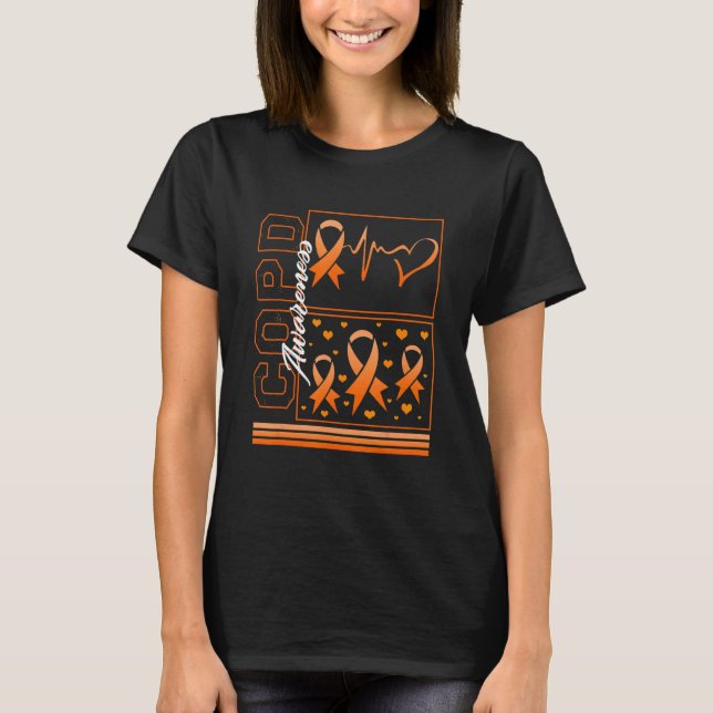 Camiseta COPD Awareness Orange Heartbeat Ribbon Lung Diseas (Frente)