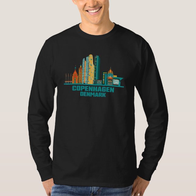 Camiseta Copenhaga Dinamarca Skyline Dane Cityscape Danes D (Frente)