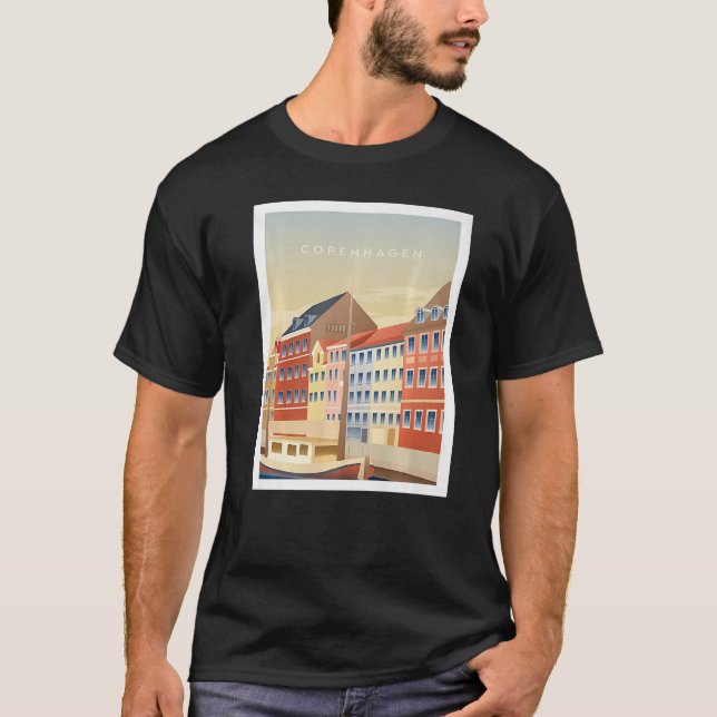 Camiseta Copenhagen Denmark Nyhavn Harbor Viagem de Turismo (Frente)