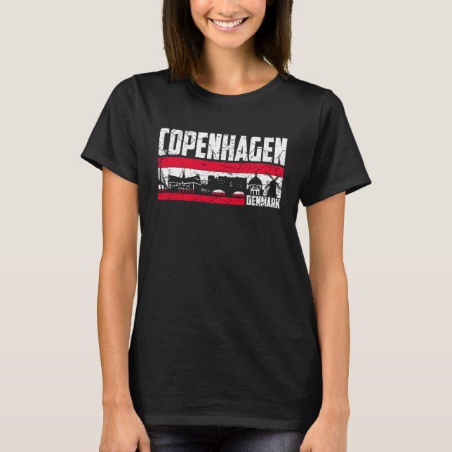Camiseta Copenhagen Skyline Denmark Tourist Vacation (Frente)