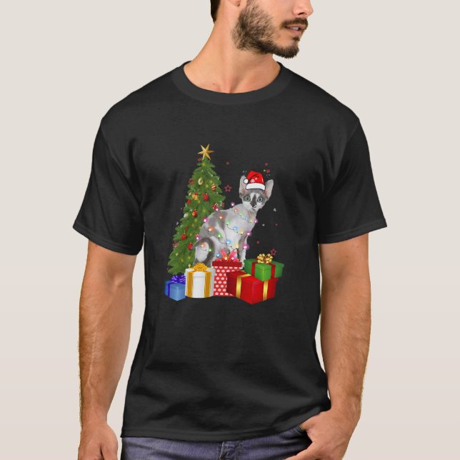 Camiseta Cópia Clássica da Árvore de Natal Devon Rex (Frente)