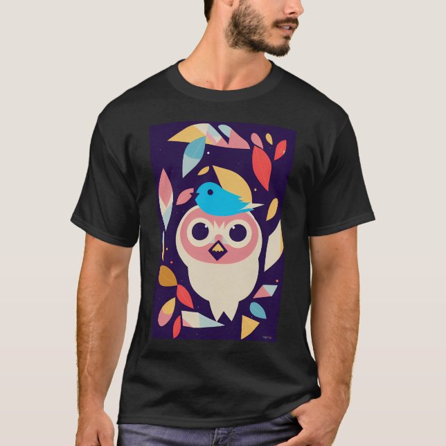 Camiseta Cópia da arte de pássaro fofo (Frente)
