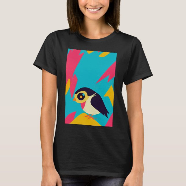 Camiseta Cópia de arte de pássaro fofo (Frente)