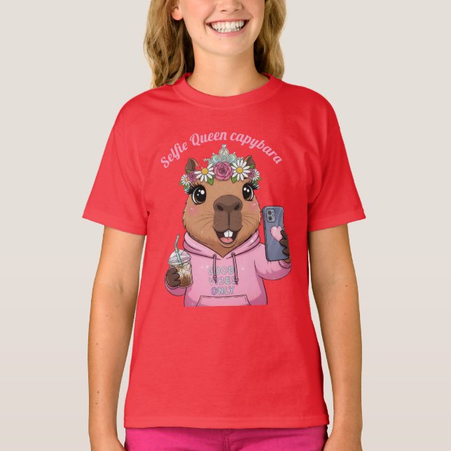 Camiseta Cópia de chá, boas vibrações só capybara (Frente)