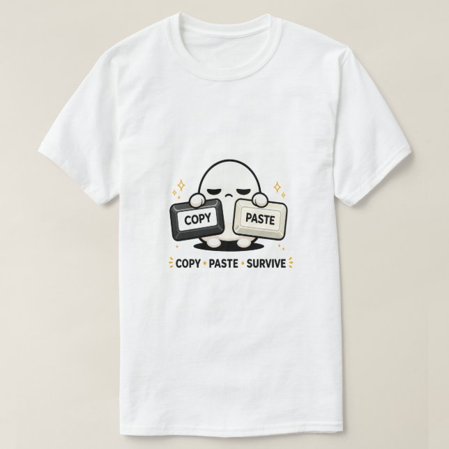Camiseta Copiar Colar Sobreviver - Engraçado Tecnologia Cod (Frente do Design)