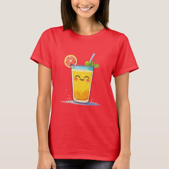 Camiseta Copo Alegre de Suco de Laranja com Guarnição (Frente)