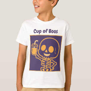 Camiseta Copo de Boos Bebe Esqueleto Fofo de Halloween