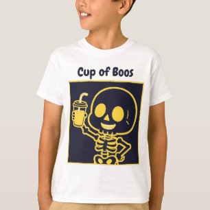 Camiseta Copo de Boos Bebe Esqueleto Fofo de Halloween