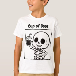 Camiseta Copo de Boos Bebe Esqueleto Fofo de Halloween