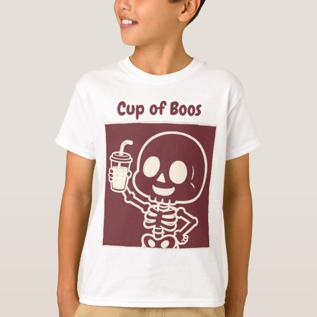 Camiseta Copo de Boos Bebe Esqueleto Fofo Halloween (Frente)
