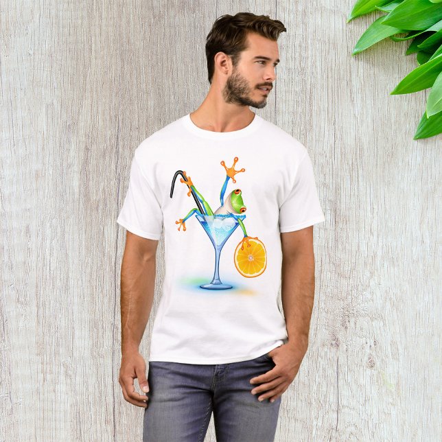 Camiseta Copo de Coquetel de Rã Árvore Colorida (Criador carregado)