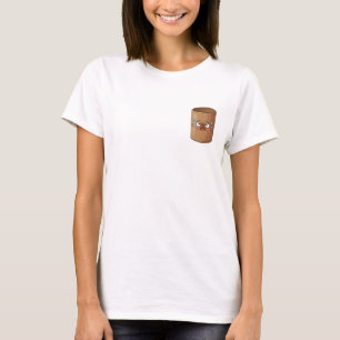 Camiseta Copo de Papel Nervoso – Desenho Animado Preocupado