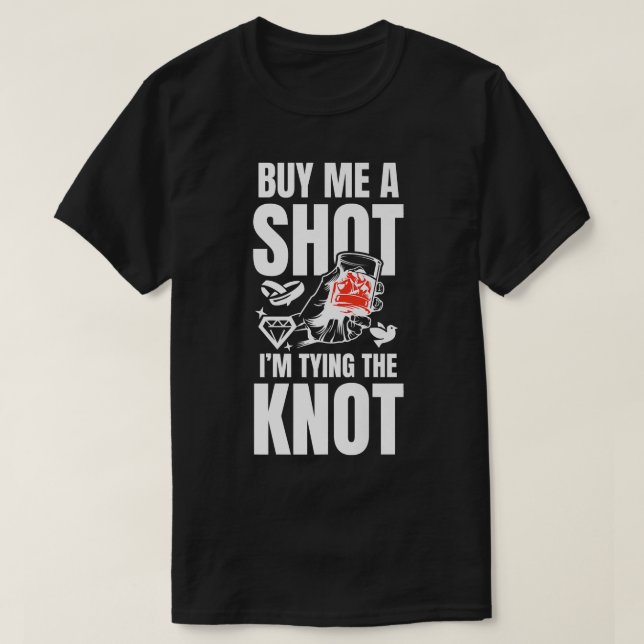 Camiseta Copo de Shot Engraçado para Festa de Solteiro Noiv (Frente do Design)