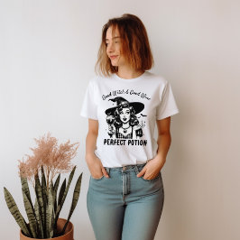 Camiseta Copo de Vinho da Boa Feiticeira Estilo Pin-up Retr