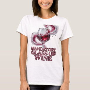 Camiseta Copo de Vinho Obrigatório Rosa com Design Personal