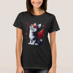Camiseta Copo Divertido Husky Siberiano Dia dos Namorados C