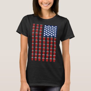Camiseta Copo Vermelho da 4 de Julho Tendência Beer Pong Ba