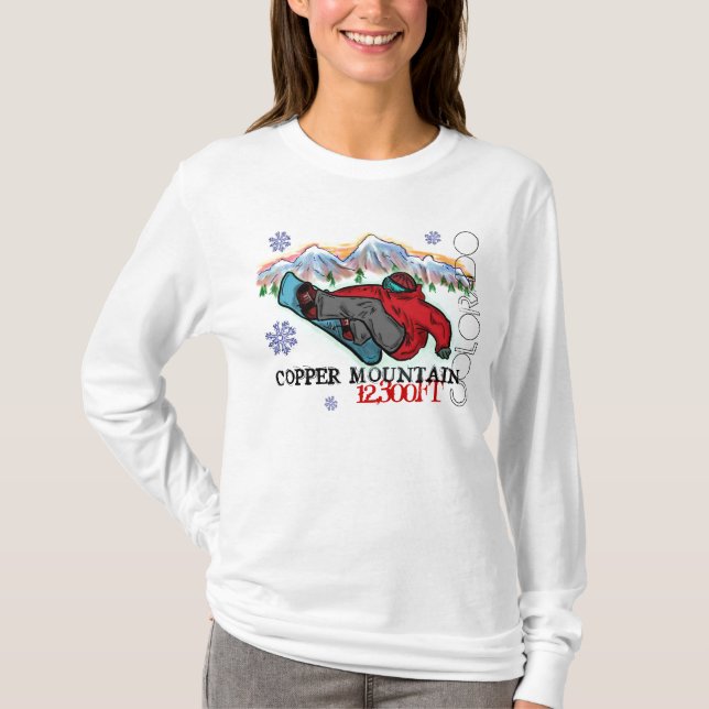 Camiseta Copper Mountain Colorado Snowboarder partilhou cap (Frente)