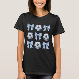 Camiseta Coquete de Futebol Toalete Laço Azul Mãe de Futebo