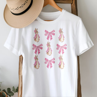 Camiseta Coquete Fofa Coelhinhos Rosa e Laços Páscoa