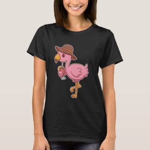 Camiseta Coquetel de Bebendo Flamingo rosa