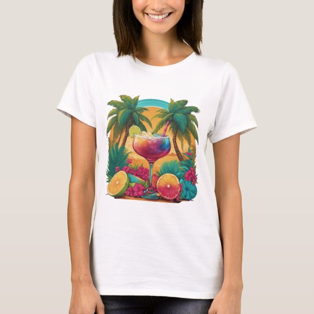 Camiseta Coquetel de Paraíso Tropical (Frente)