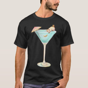 Camiseta Coquetel de Verão Kawaii, Gato brincando com peixi