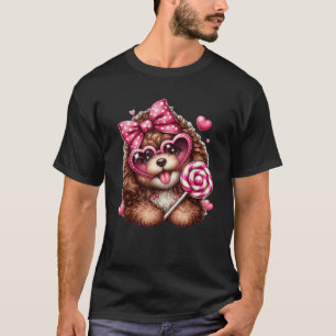 Camiseta Coquetel do ouro Doodle Mãe Cão Rosa Coquet