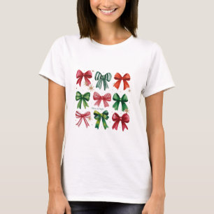 Camiseta Coquetes de Natal Arco Verde Vermelho Menina Tempo