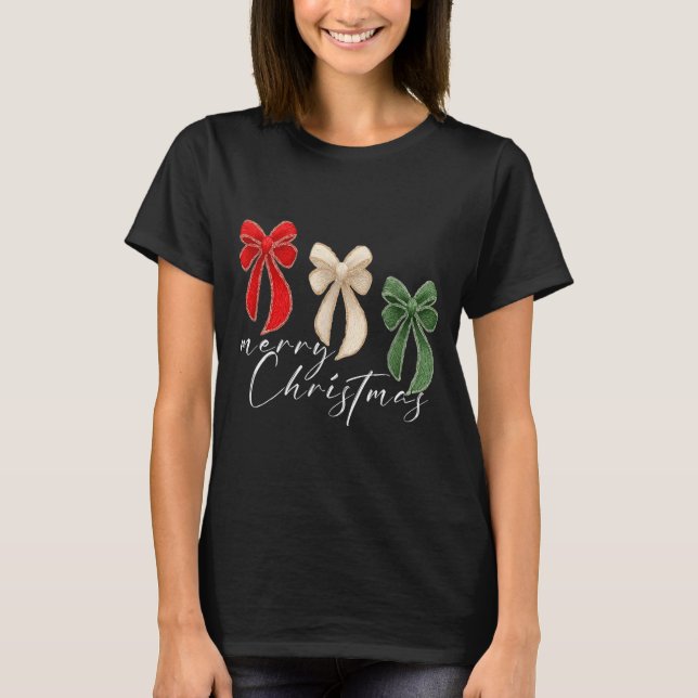 Camiseta Coquette Bow Christmas Funny Retro Gift Tee Women, (Frente)