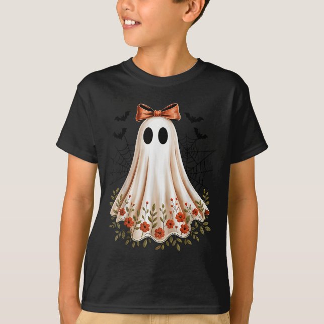 Camiseta Coquette Bow Halloween Ghost Women Girls Kids Soky (Frente)