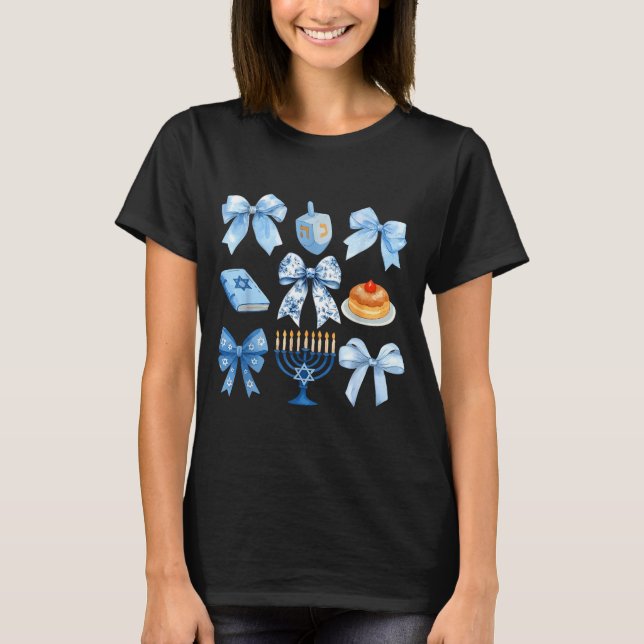 Camiseta Coquette Bow Hanukkah Chanukah Pajama Latke Jewish (Frente)