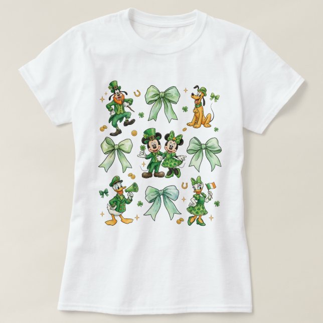 Camiseta Coquette Bow Mickey And Friends St. Patrick’s Day  (Frente do Design)