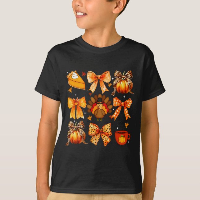 Camiseta Coquette Bow Pumpkin Season Thanksgiving Autumn Fa (Frente)