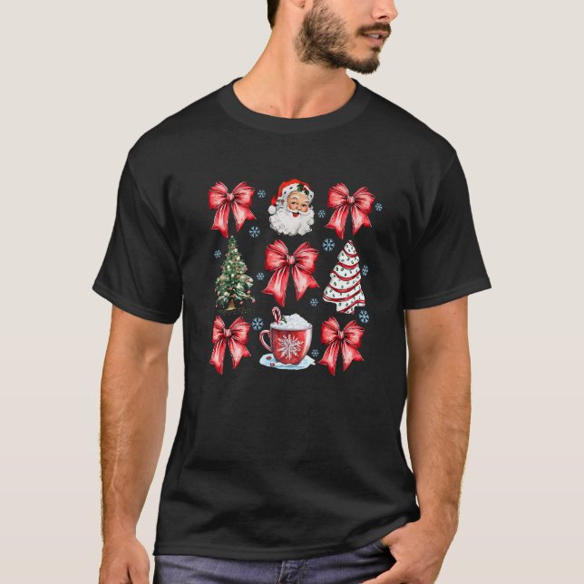 Camiseta Coquette Bow Santa Christmas Tree Cake Candy Cane  (Frente)