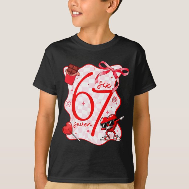 Camiseta Coquette Bow Six Seven 67 Meme Dabbing Heart Valen (Frente)