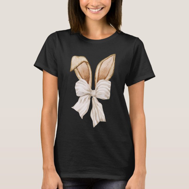 Camiseta Coquette Bunny, Design de Laço e Orelhas (Frente)