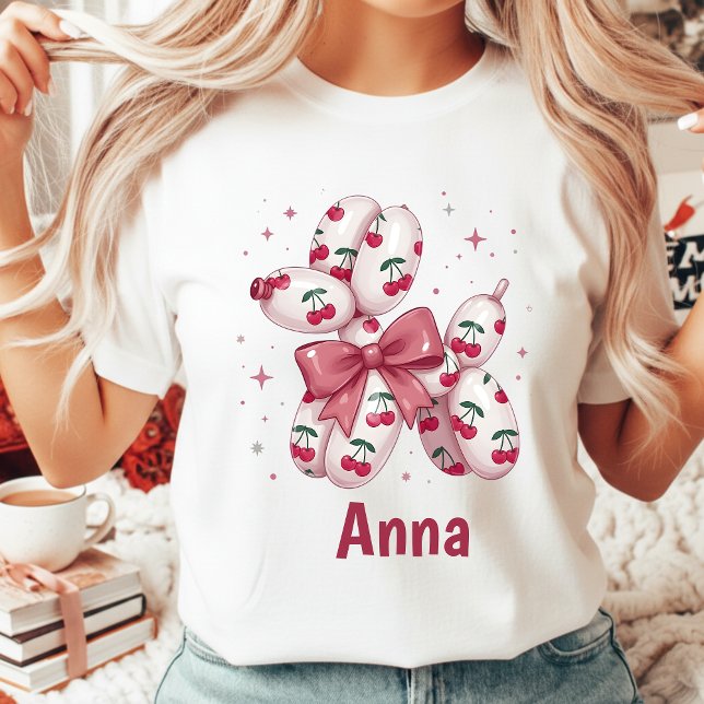 Camiseta Coquette Cherry Balloon Dog Aesthetic Women's (Criador carregado)