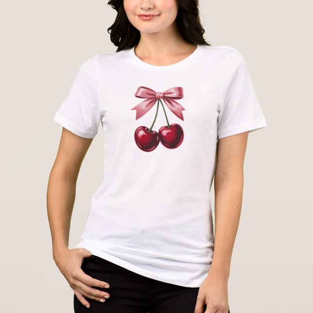 Camiseta Coquette Cherry Bow | Cerejas Vermelhas F (Frente)