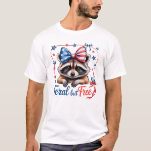 Camiseta Coquette Funny Raccoon 4 De Julho Feral Patriótico