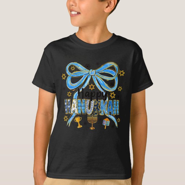Camiseta Coquette Hanukkah Bow Jewish Bow Menorah Bow Women (Frente)
