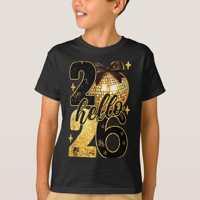 Camiseta Coquette Happy New Year Party 2026 Family Women Gi (Frente)