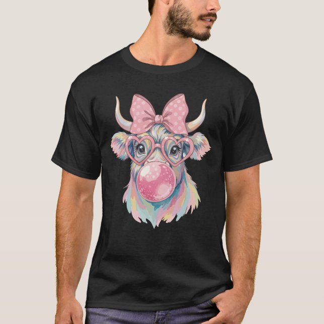 Camiseta Coquette Highland Cow Bubblegum (Frente)