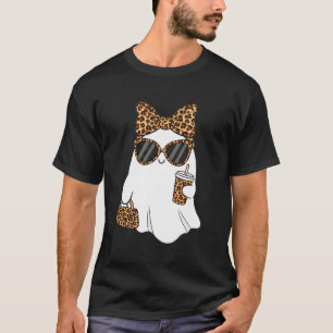 Camiseta Coquette Leopardo Fantasma Café Boo Halloween Bouj