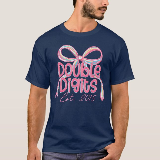 Camiseta Coquette Pink Bowen Double Digits 10th Birthday Es (Frente)