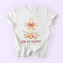 Camiseta Coquette Religious, Jesus Easter, He is Risen