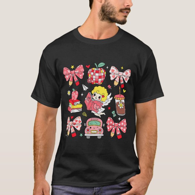 Camiseta Coquette Rosa Laço Maçã Dia dos Professores Dia do (Frente)
