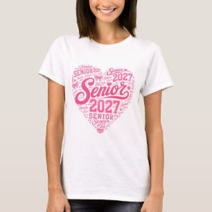 Camiseta Coquette Rosa Senior 2027 Coração Formatura Senior